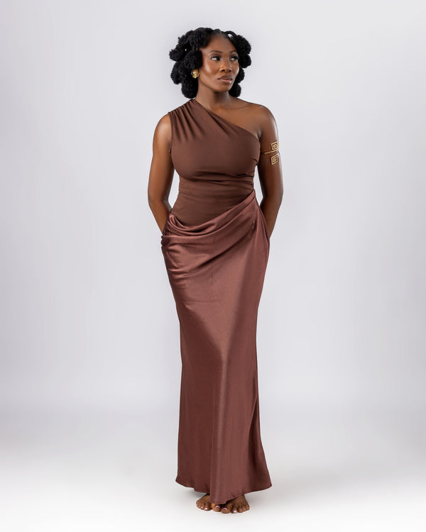 Asymmetric Luna Satin Dress